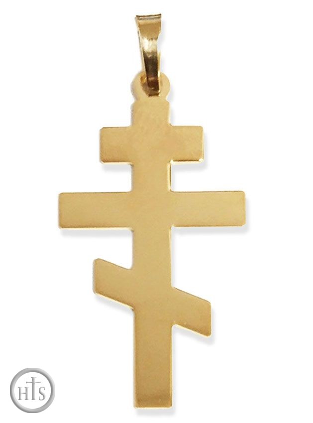 HolyTrinity Pic - Three Barred Plain Orthodox Cross,  14KT Gold , 1