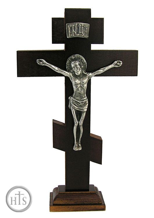 Pic - 3 Bar Cross on Stand w/Metal Corpus Crucifix