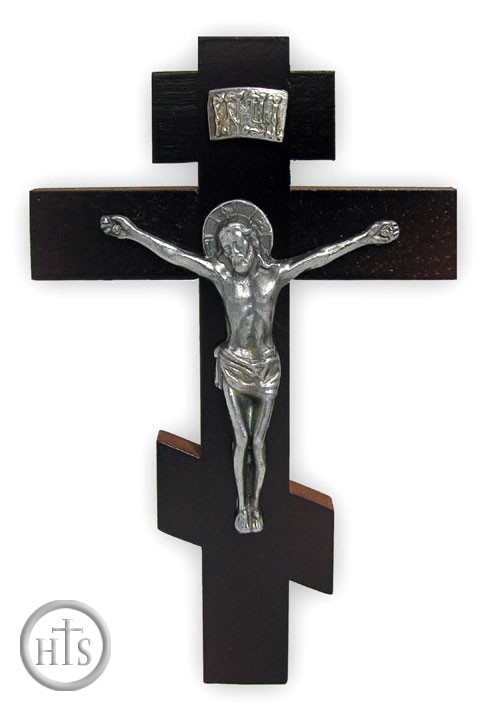 Product Pic - 3 Bar Wall Cross with Metal Corpus Crucifix
