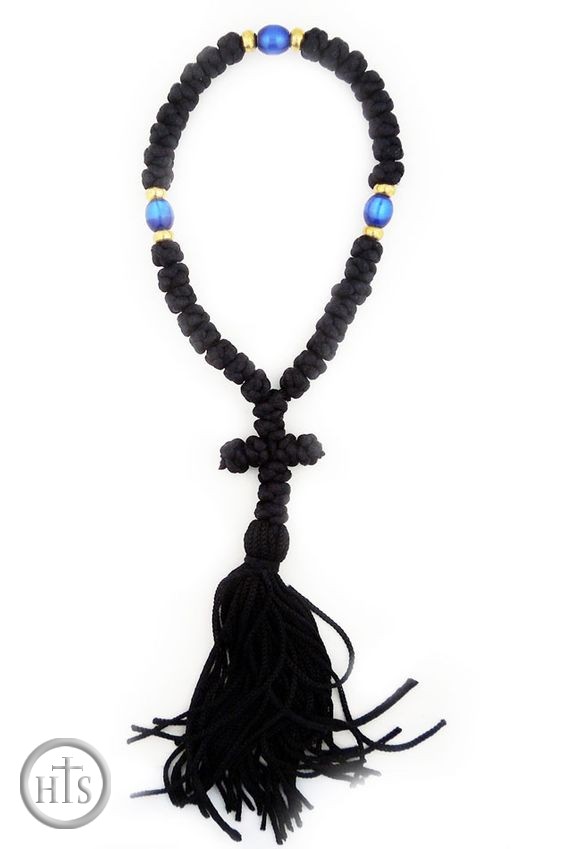 HolyTrinityStore Photo - Prayer Rope, 35 Knots,  Black/Blue