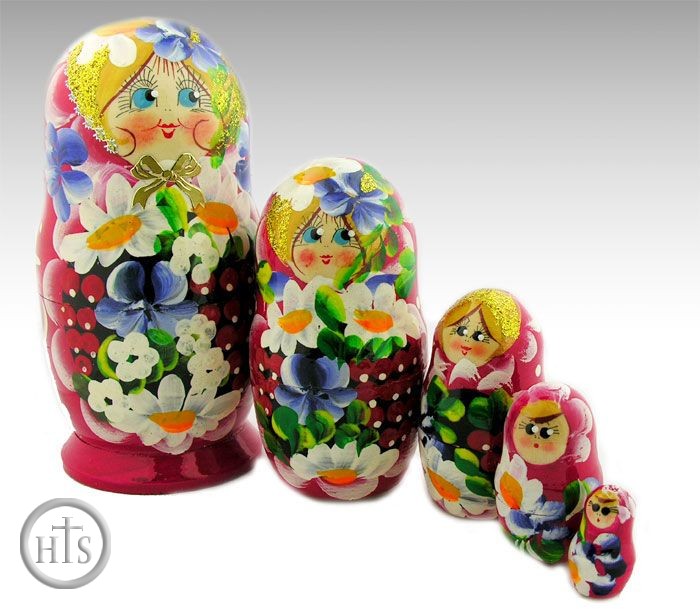 Pic - Matrioshka 5 Nested Doll with Fruits and Flowers 