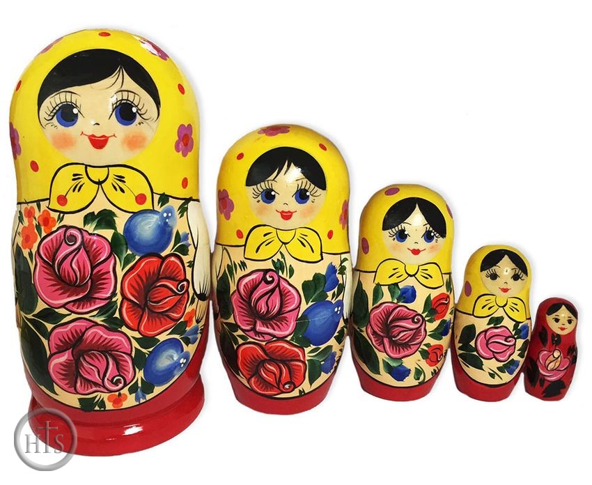 Product Image - 5 Nesting Matreshka Wooden Dolls, 