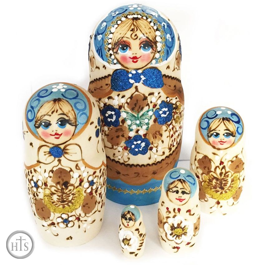 HolyTrinityStore Image - 5 Nesting Matreshka Wooden Dolls 