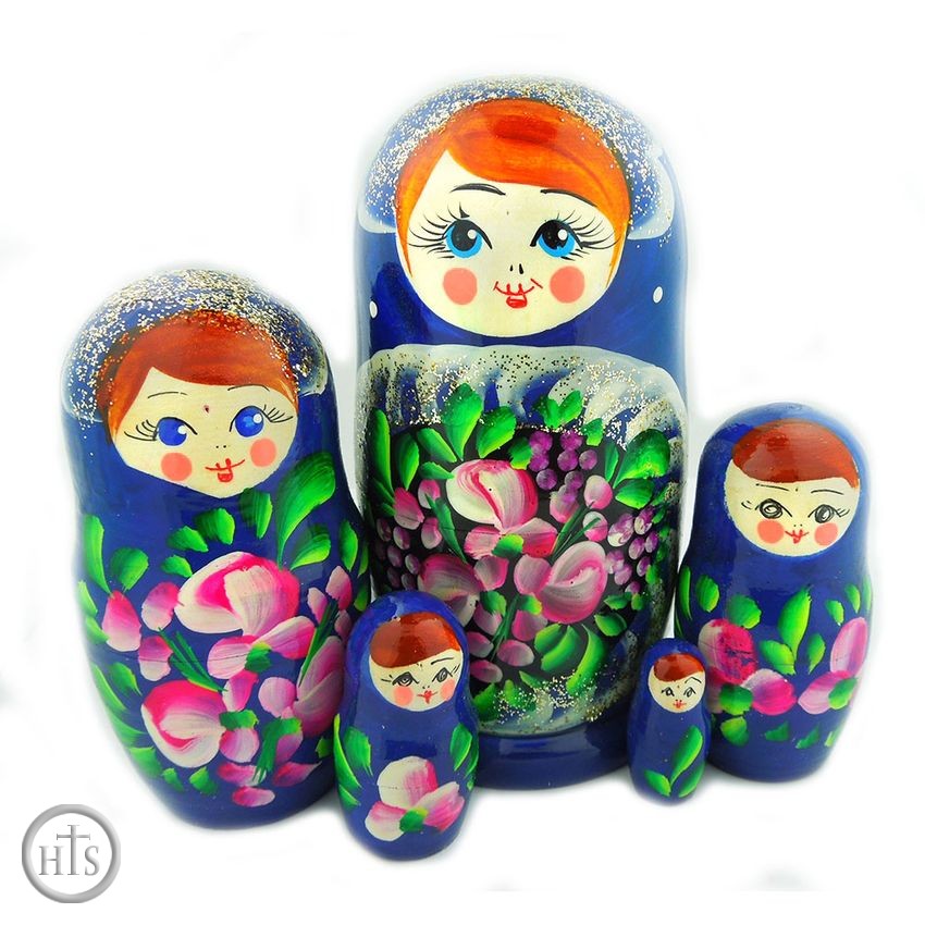 Product Picture - 5 Nesting Matreshka Linden Wood Dolls, 