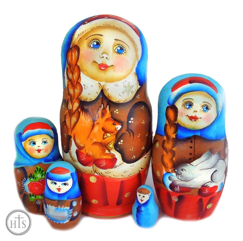Product Picture - 5 Nested Matreshka Wooden Dolls 