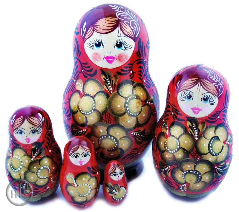 HolyTrinityStore Picture - 5 Nesting Wood Hand Painted Matrioshka Dolls 