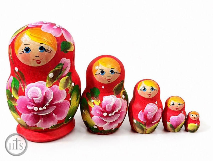 HolyTrinityStore Photo - 5 Nesting Matreshka Wooden Dolls, 