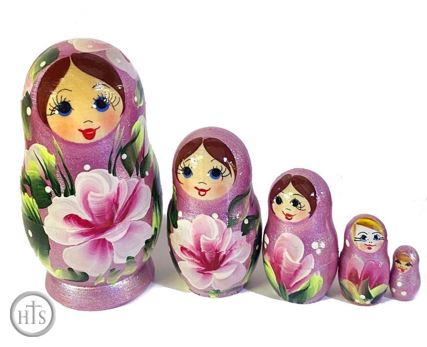 Photo - 5 Nesting Wooden Matreshka Dolls, 