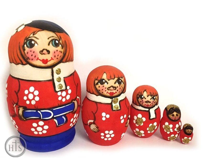 Product Pic - 5 Nesting Matreshka Wooden Dolls, 