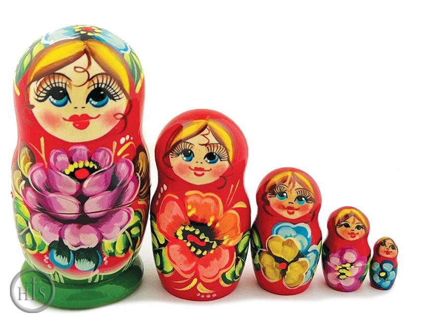 HolyTrinityStore Picture - 5 Nesting Matreshka Wooden Dolls, 