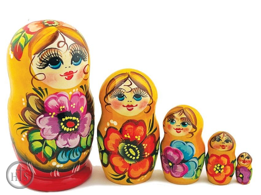 Product Picture - 5 Nesting Matreshka Wooden Dolls, 