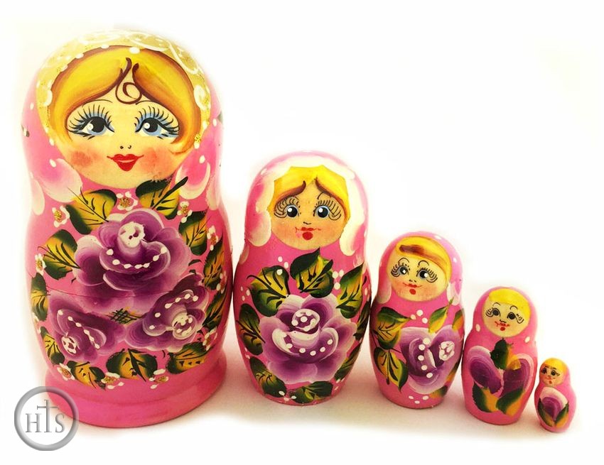 HolyTrinityStore Image - 5 Nesting Matreshka Linden Wood Dolls, 