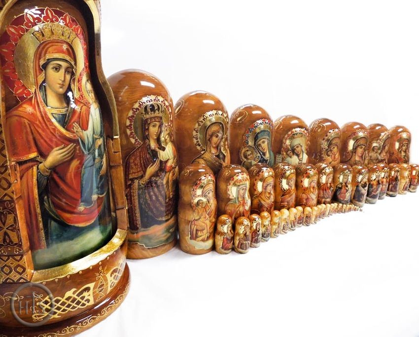 Product Image - 30 Nesting Dolls with Icon of Virgin Mary, Hand Painted, Extra Large