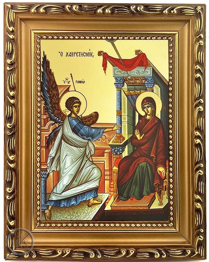 HolyTrinityStore Photo - The Annunciation (Salutation), Wooden Frame Byzantine Greek Icon