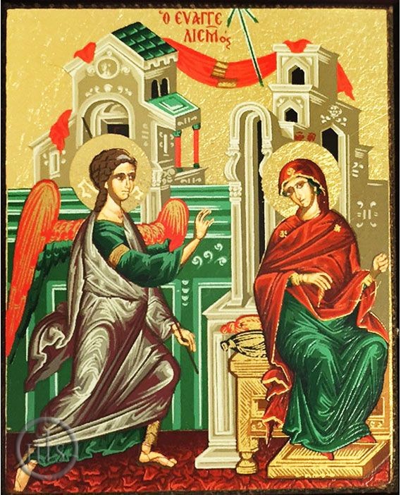 Product Image - Annunciation of Virgin Mary, Serigraph Mini Icon, Bronze Leaf