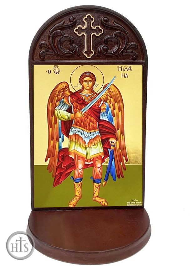 Photo - Archangel Michael, Byzantine Greek Icon in Shrine With Shelf 