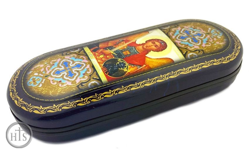 HolyTrinity Pic - Archangel Michael, Lacquered Hard Eyeglass Icon Case Box 