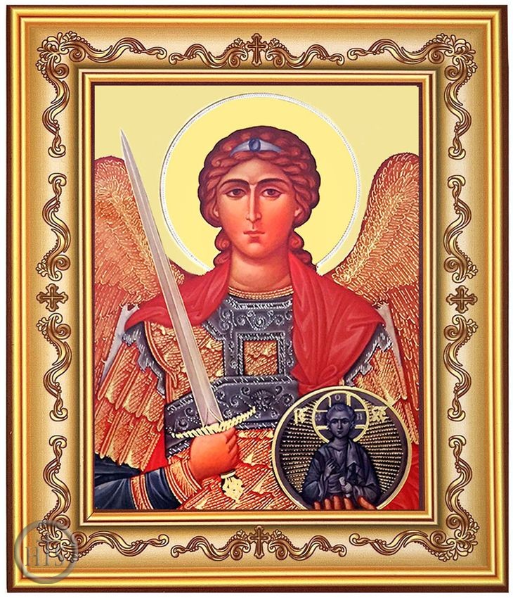 Product Photo - Archangel Michael, Orthodox Framed Icon with Stand