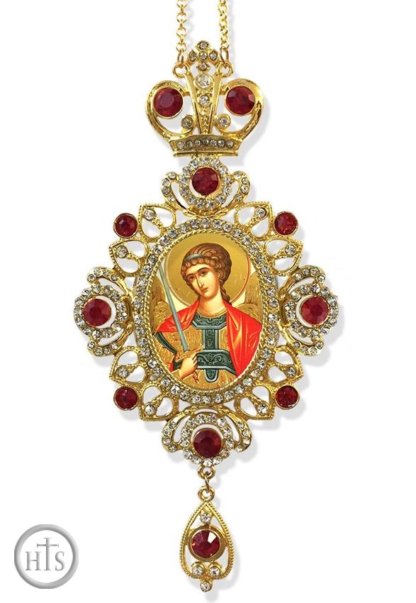 Product Image - Archangel Michael,  Jeweled Icon Ornament / Red Crystals