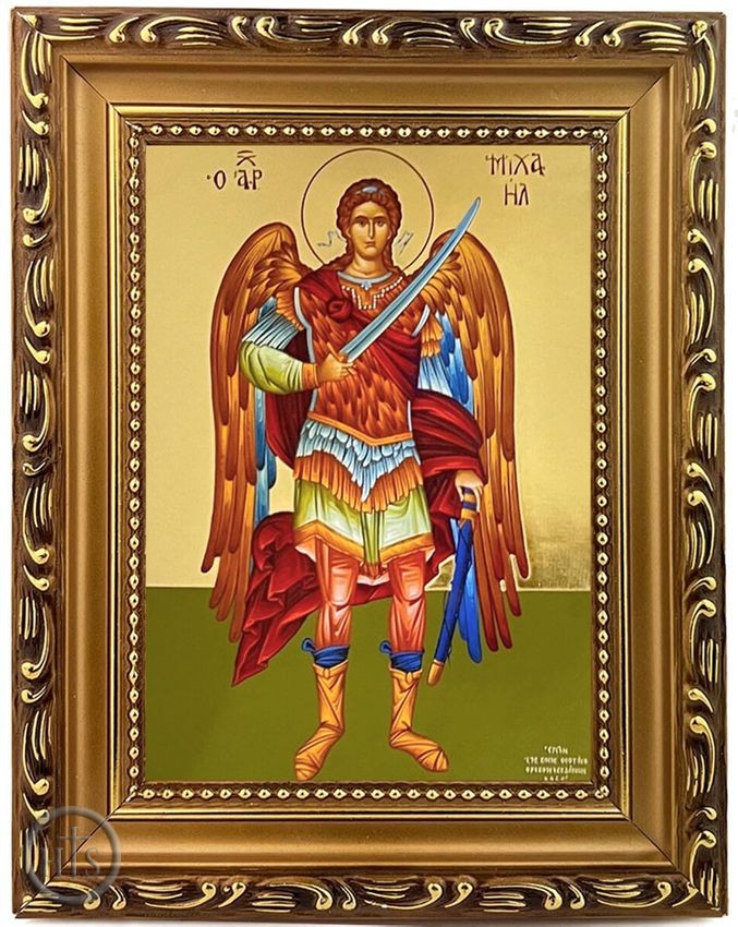 Product Pic - Archangel Michael, Framed Byzantine Icon with Stand