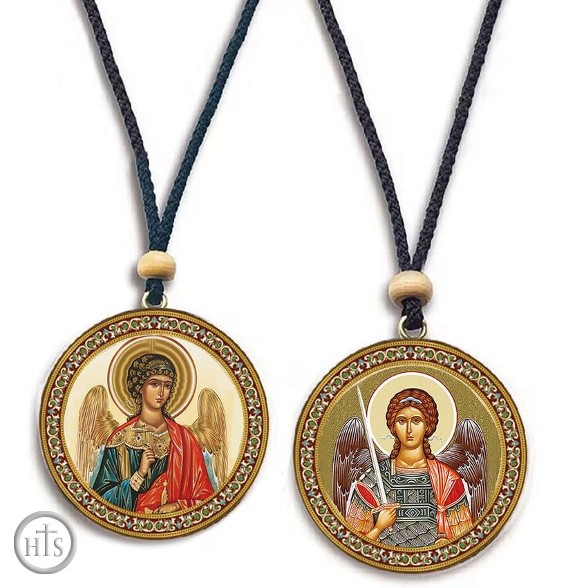 Picture - Archangel Michael and Guardian Angel, Reversible Icons on Rope