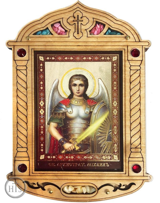 HolyTrinity Pic - Archangel Michael Icon  in Wooden Shrine
