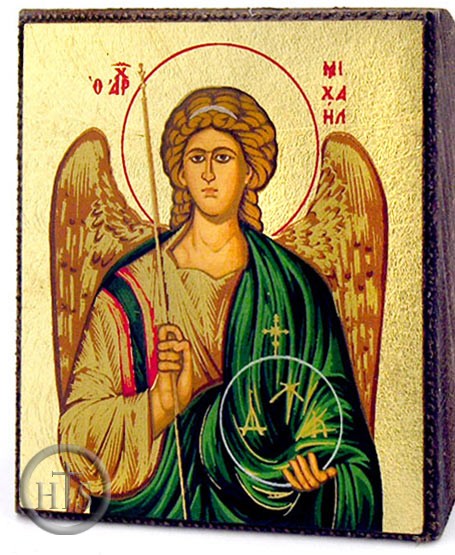 HolyTrinityStore Photo - Archangel MICHAEL,  Serigraph Mini Icon, Bronze Leaf
