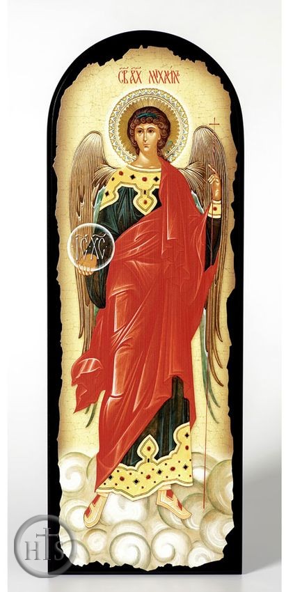 Product Photo - Archangel Michael, Gold Foil Panel Icon with Stand