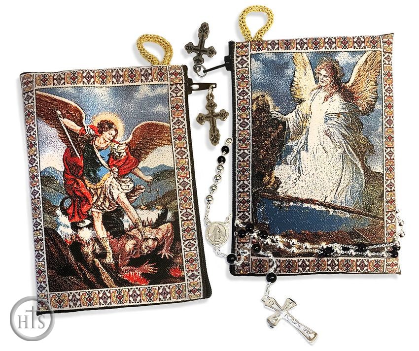 HolyTrinityStore Image - Archangel Michael & Guardian Angel,  Rosary Pouch Case