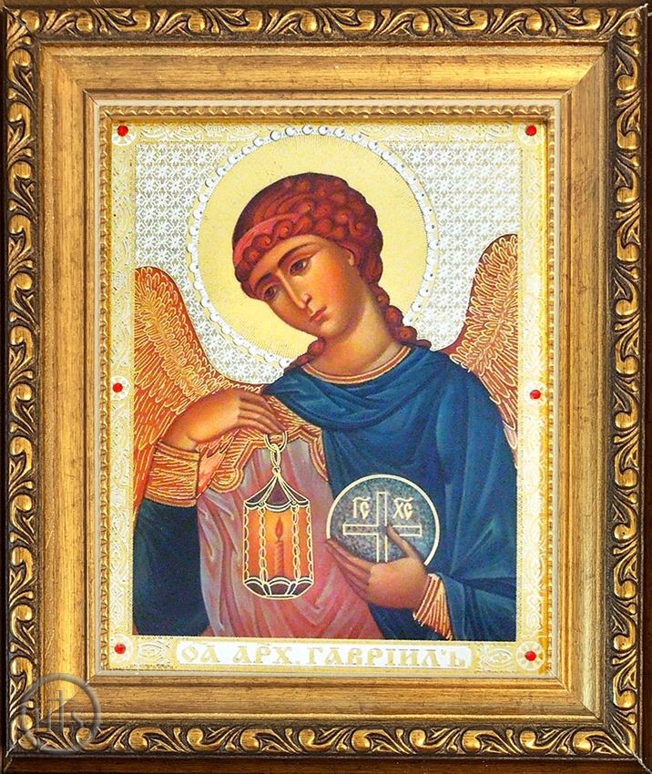 Product Image - Archangel Gabriel (GAVRIIL), Framed Orthodox  Icon with Crystals and Glass 