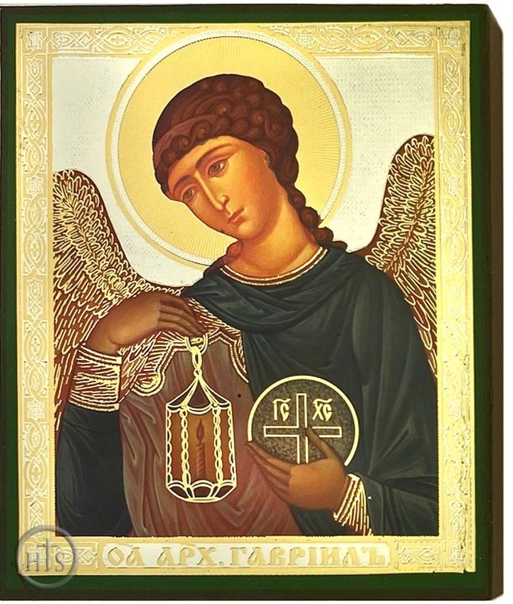 HolyTrinityStore Picture - Archangel Gabriel (GAVRIIL), Gold Foil Embossed Orthodox Icon, Small
