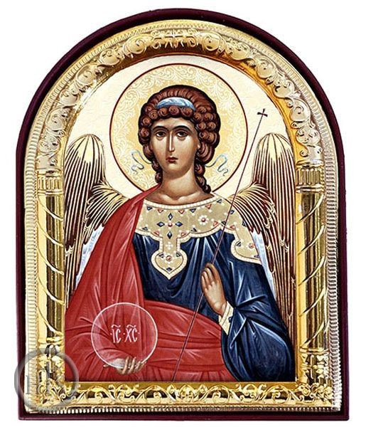 Pic - Archangel Michael, Arched Orthodox Icon with Stand