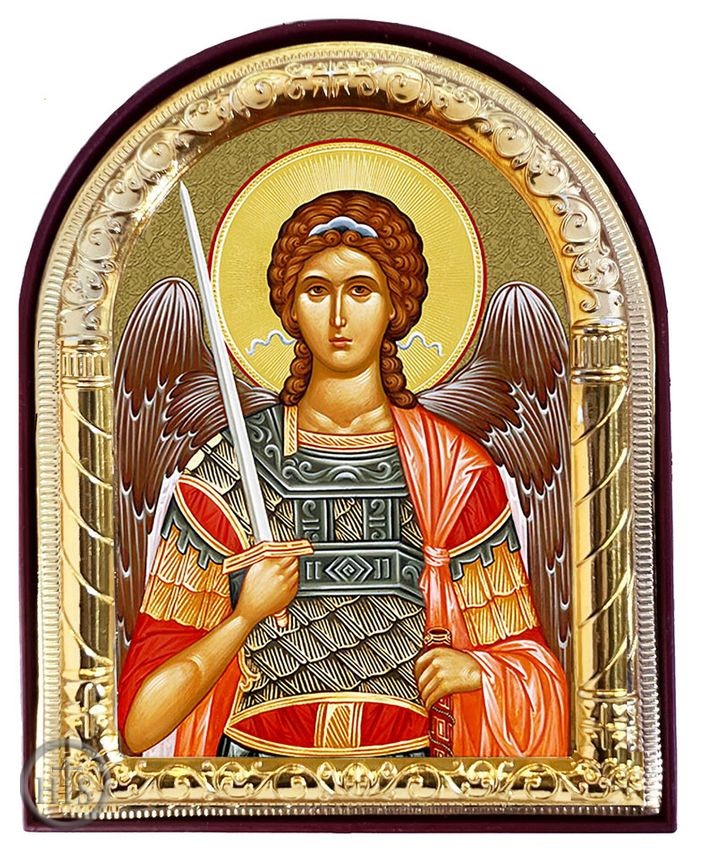 Image - Archangel Michael, Arched Orthodox Icon with Stand
