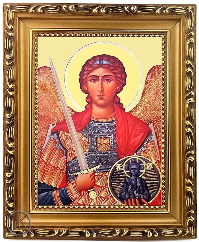 Pic - Archangel Michael, Wooden Frame Orthodox Icon with Stand