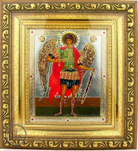 HolyTrinity Pic - Archangel Michael  Orthodox Framed Icon with Crystals and Glass 