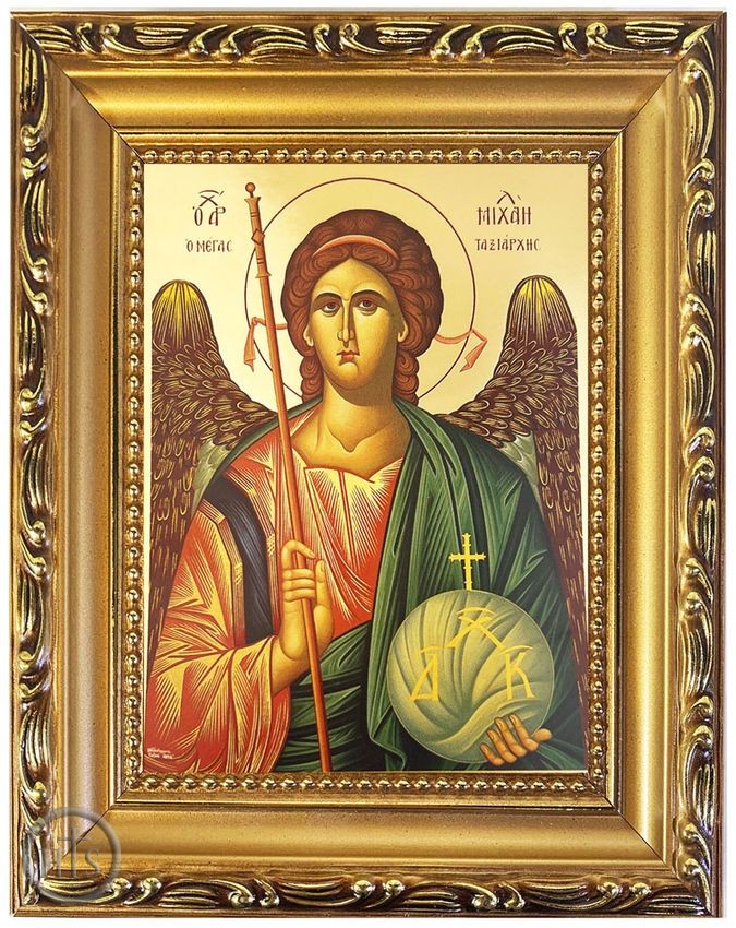 HolyTrinityStore Image - Archangel Michael,  Framed Gold Gilded Icon with Stand