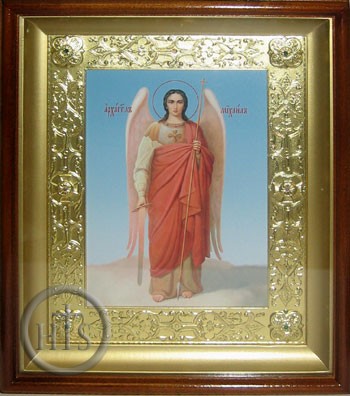 Picture - Archangel Michael, Gold Framed Orthodox Christian Icon with Glass