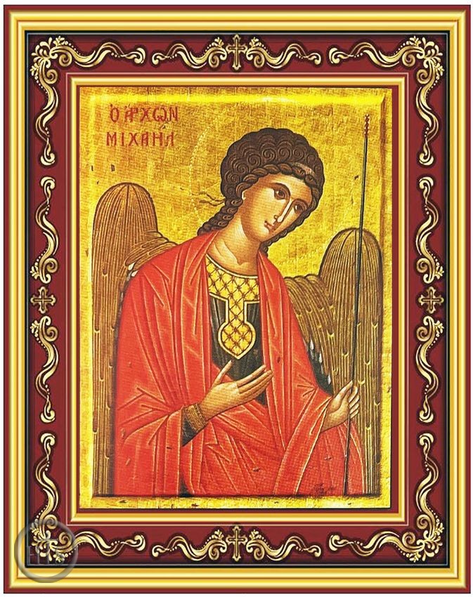 Product Pic - Archangel Michael, Greek Byzantine Orthodox Icon in Frame