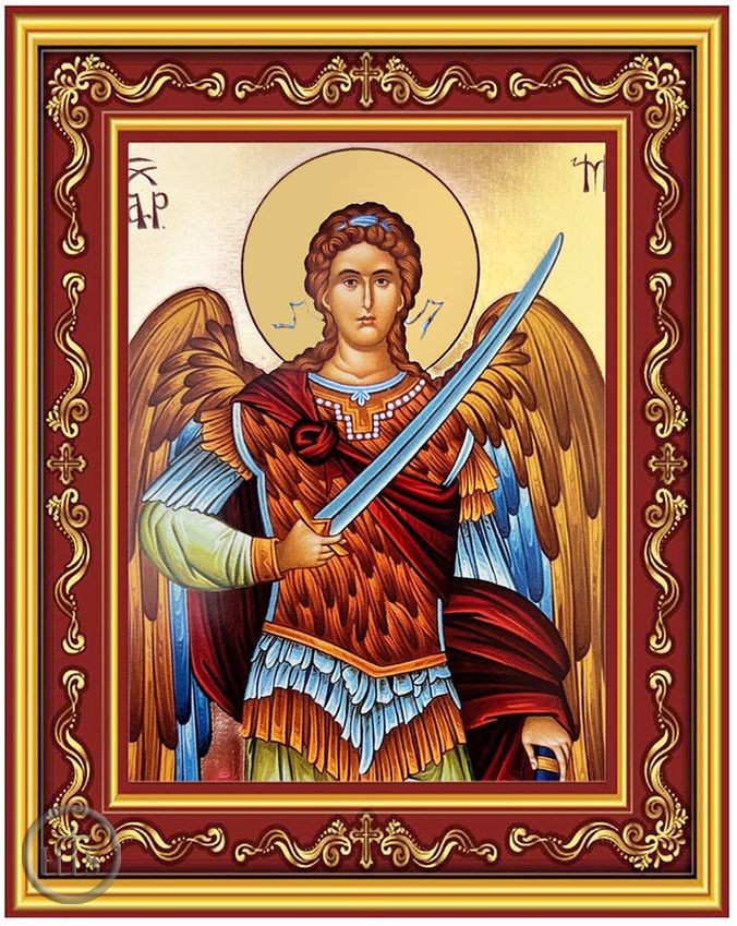 Product Photo - Archangel Michael, Greek Byzantine Orthodox Icon in Frame