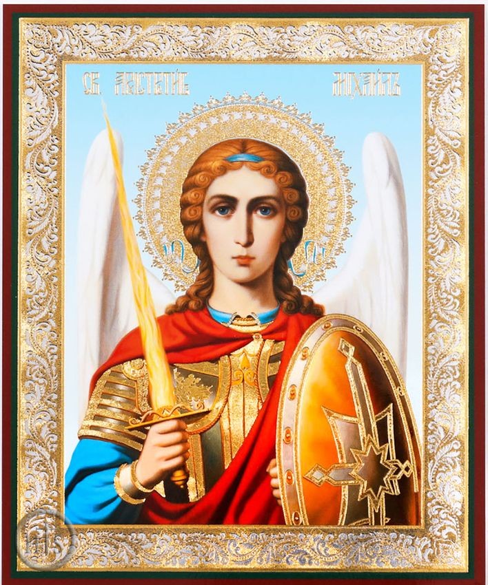 Product Pic - Archangel Michael, Gold & Silver Foiled Orthodox Christian Icon