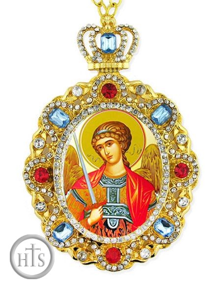 Product Image - Archangel Michael, Jeweled  Icon Pendant with Chain