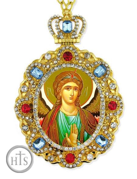 Product Picture - Archangel Michael, Jeweled  Icon Pendant with Chain