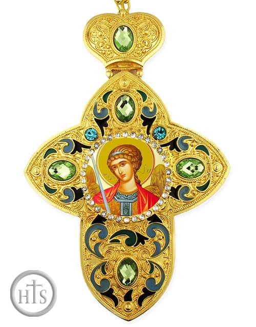 Pic - Archangel Michael,  Faberge Style Framed Cross With Icon