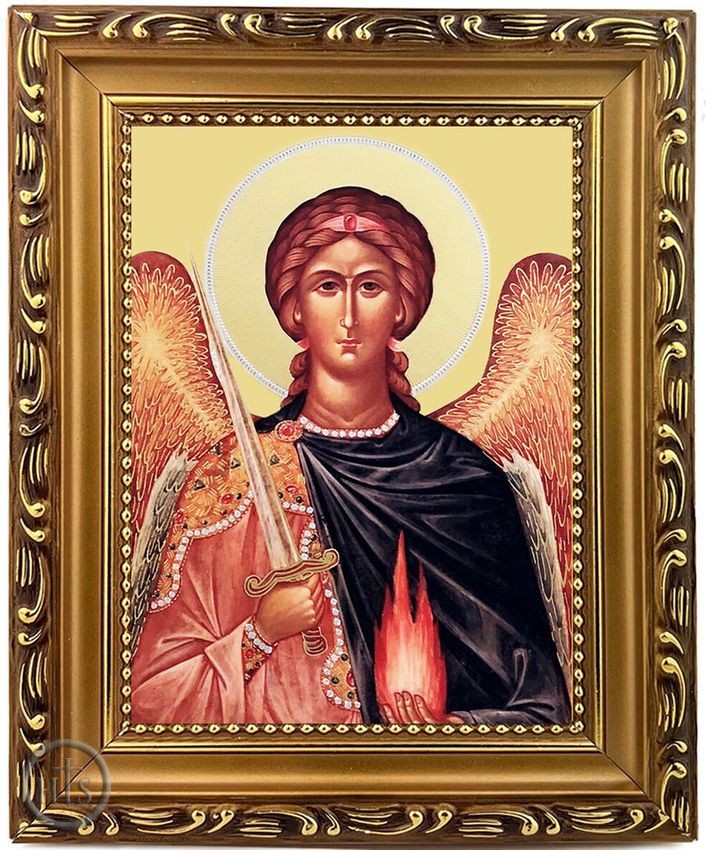 HolyTrinityStore Photo - Archangel Uriel, Wooden Frame Orthodox Icon with Stand