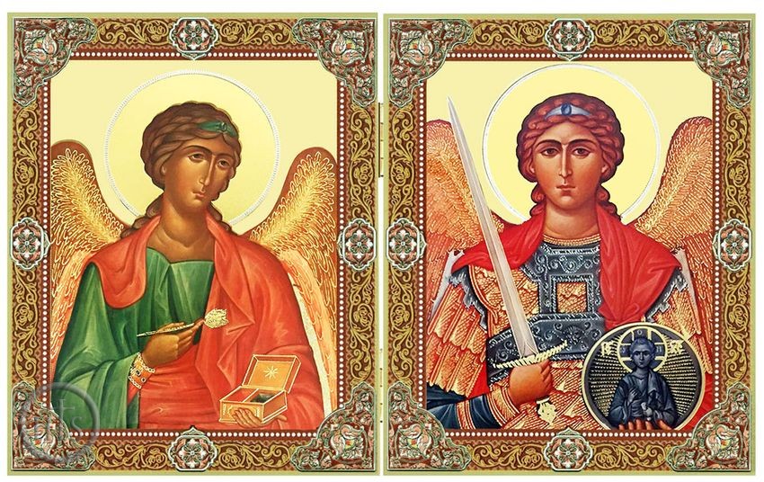 HolyTrinityStore Picture - Archangels Michael and Raphael, Gold Foil Diptych
