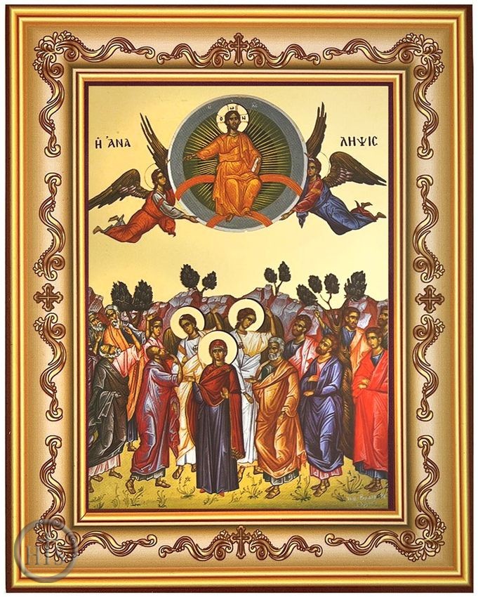 Photo - The Ascension of Jesus Christ,  Byzantine Greek Icon in Frame 
