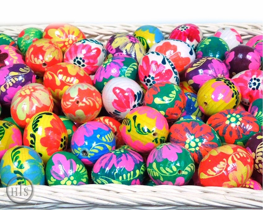 HolyTrinityStore Picture - Assorted Ukrainian Pysanky Mini Wooden Eggs, Set of 5