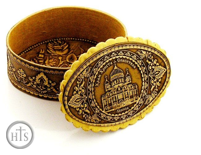 Product Picture - Oval Birch Box with Image of Moscow Cathedral, 3