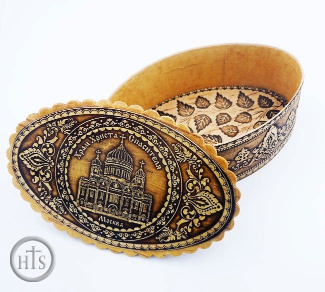 Product Pic - Oval Birch Box with Image of Moscow Cathedral