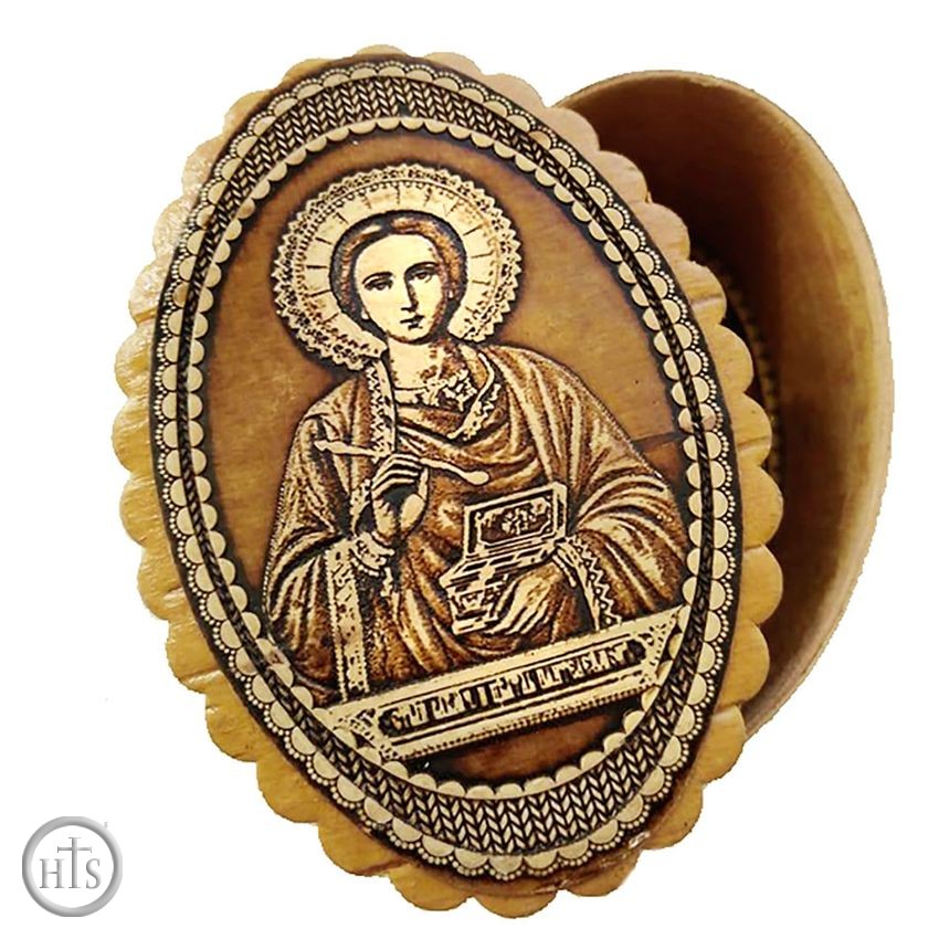 Picture - Oval Birch Box with Image of Saint Panteleimon, The Healer
